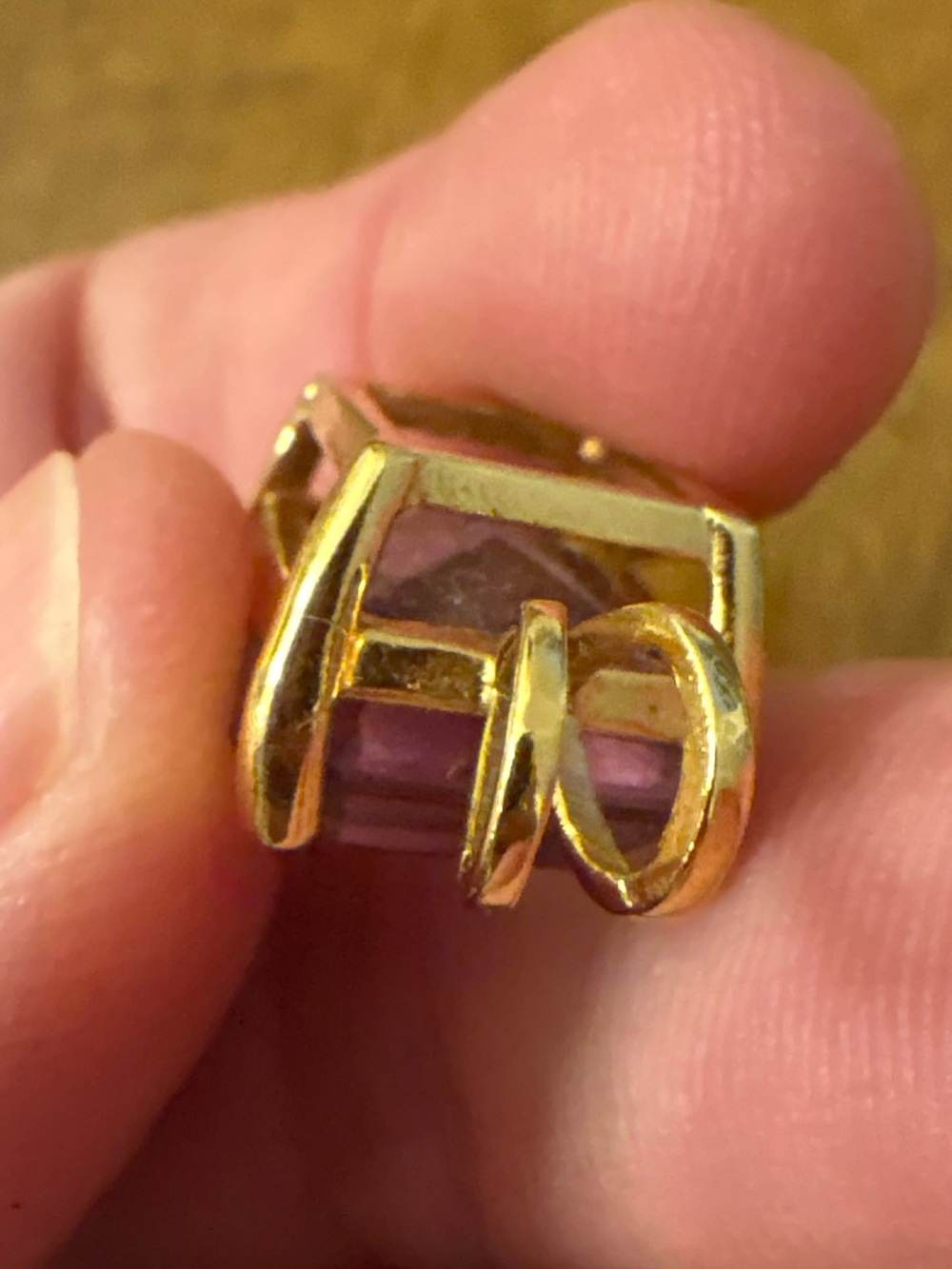 Gold Tone Emerald Cut Light Amethyst Pendant Lavender Purple Quartz Necklace - Picture 3 of 13